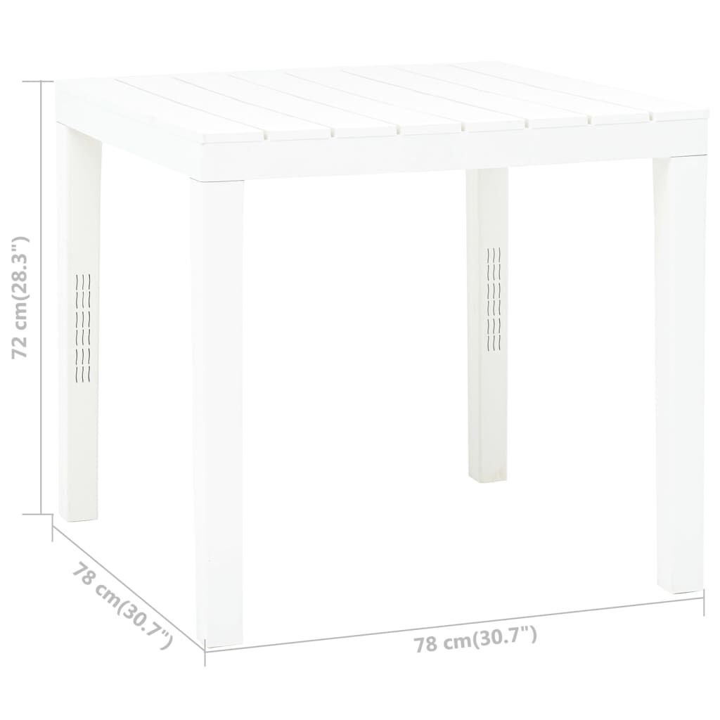 vidaXL Τραπέζι Κήπου Λευκό 78 x 78 x 72 εκ. Πλαστικό