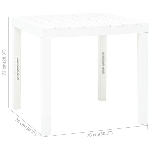vidaXL Τραπέζι Κήπου Λευκό 78 x 78 x 72 εκ. Πλαστικό