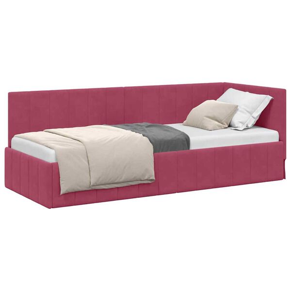 vidaXL Κρεβάτι Γωνίας με κεφαλάρι Μπορντό 80 x 200 cm Βελούδο