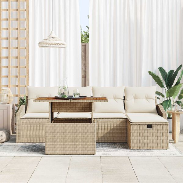 vidaXL Σετ Καναπέ Κήπου 6 pcs Μπεζ συνθετικό ρατάν