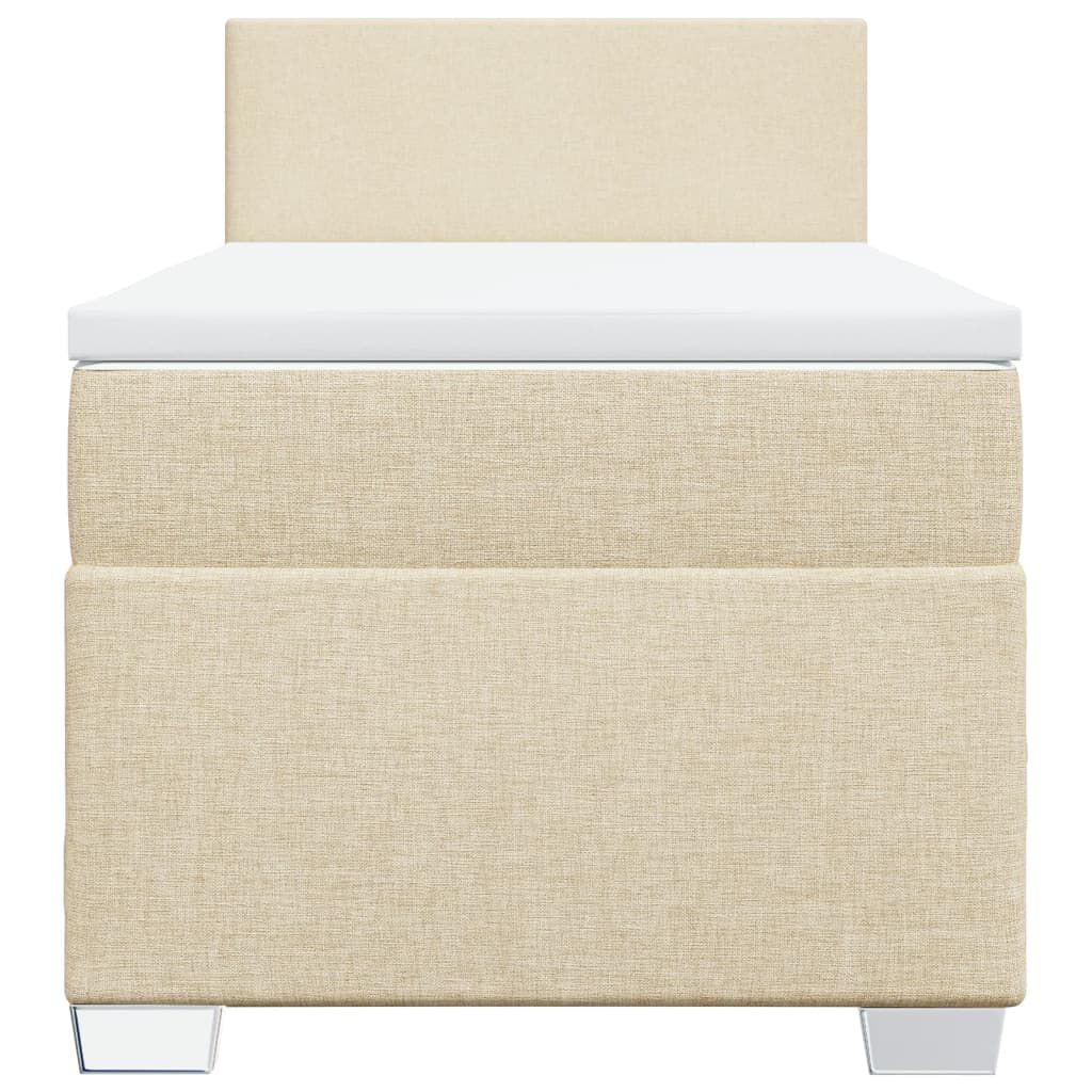 vidaXL Κρεβάτι Boxspring με Στρώμα Κρεμ 90x190 εκ.Υφασμάτινο