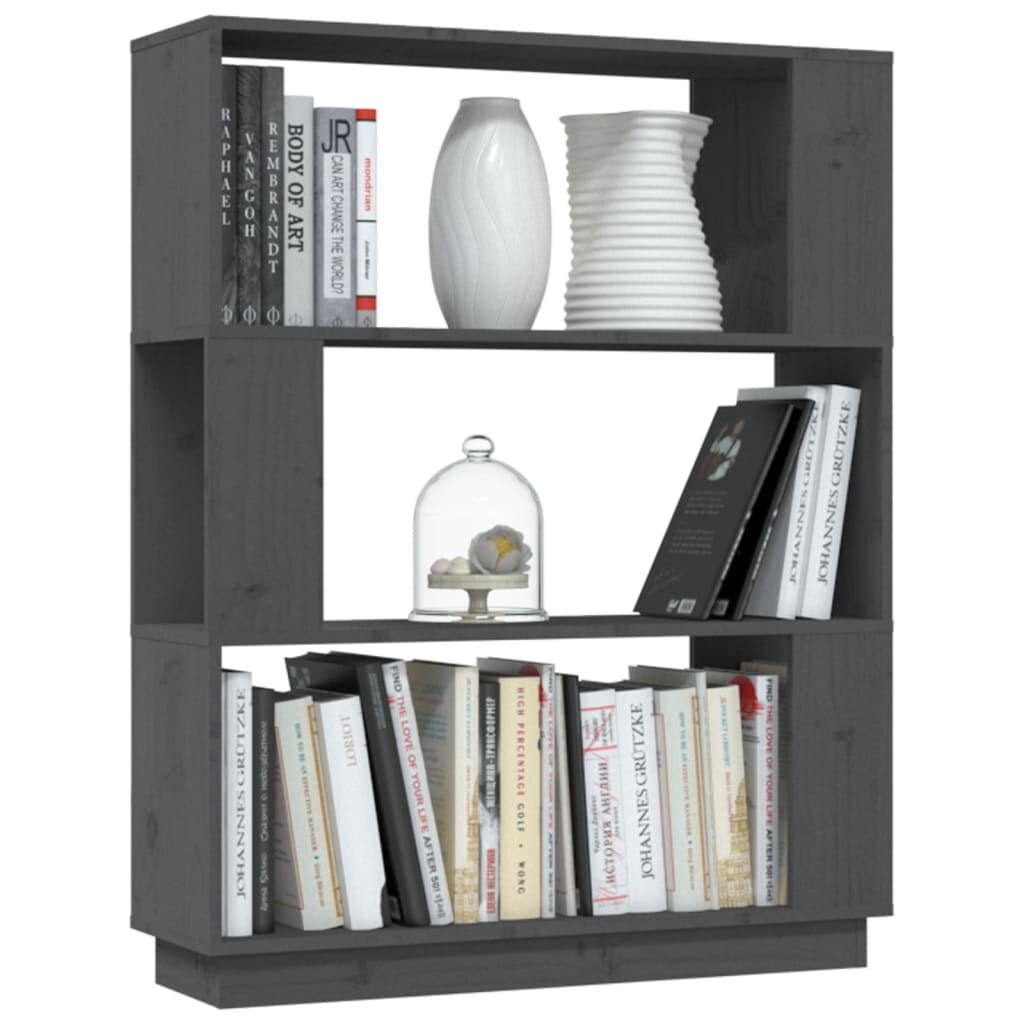 vidaXL Βιβλιοθήκη/Διαχωριστικό Χώρου Γκρι 80x25x101 εκ. Μασίφ Πεύκο