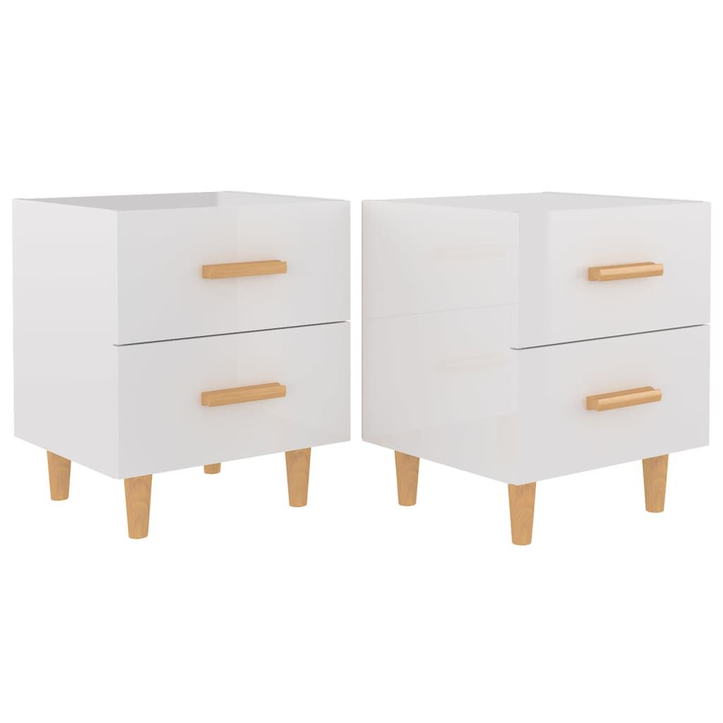 vidaXL Κομοδίνα 2 τεμ. Γυαλιστερό Λευκό 40 x 35 x 47,5 εκ.