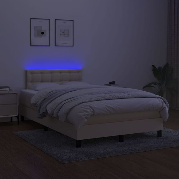 vidaXL &Kappa;&rho;&epsilon;&beta;ά&tau;&iota; Boxspring &mu;&epsilon; &Sigma;&tau;&rho;ώ&mu;&alpha; & LED &Kappa;&rho;&epsilon;&mu; 120x190 &epsilon;&kappa;. &Upsilon;&phi;&alpha;&sigma;&mu;ά&tau;&iota;&nu;&omicron;