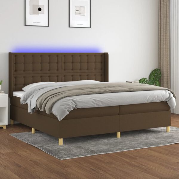 vidaXL &Kappa;&rho;&epsilon;&beta;ά&tau;&iota; Boxspring &mu;&epsilon; &Sigma;&tau;&rho;ώ&mu;&alpha; & LED &Sigma;&kappa;.&Kappa;&alpha;&phi;έ 200x200&epsilon;&kappa;. &Upsilon;&phi;&alpha;&sigma;&mu;ά&tau;&iota;&nu;&omicron;