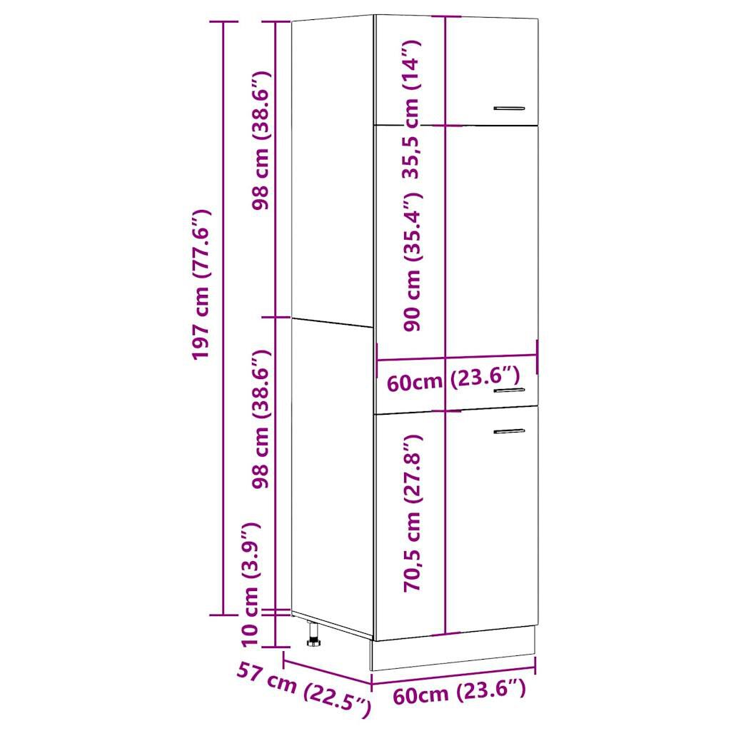 vidaXL Ντουλάπι Ψυγείου Lyon Γκρι Σκυροδέματος 60x57x207εκ.