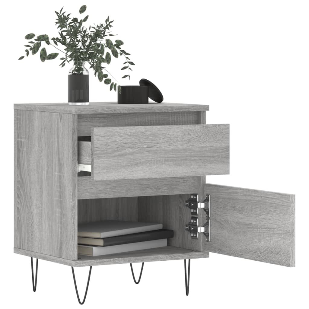vidaXL Κομοδίνα 2 τεμ. Γκρι Sonoma 40 x 35 x 50 εκ. από Επεξεργ. Ξύλο