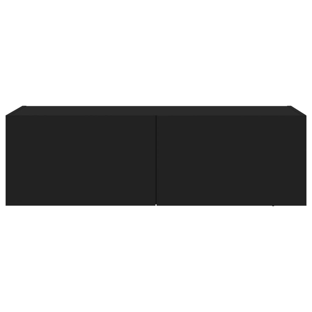 vidaXL Έπιπλο Τοίχου Τηλεόρασης με LED Μαύρο 100x35x31 εκ.
