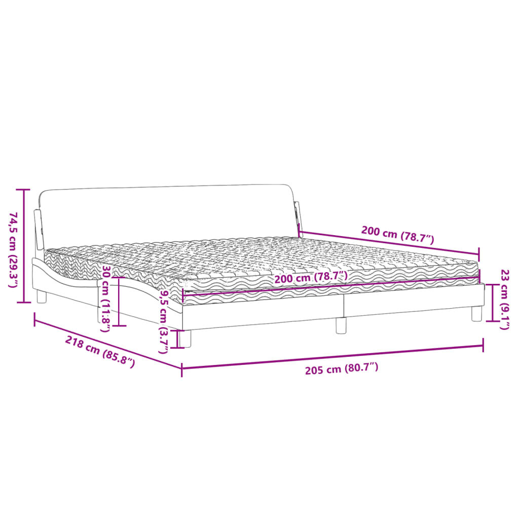 vidaXL Κρεβάτι με Στρώμα Taupe 200x200 εκ. Υφασμάτινο