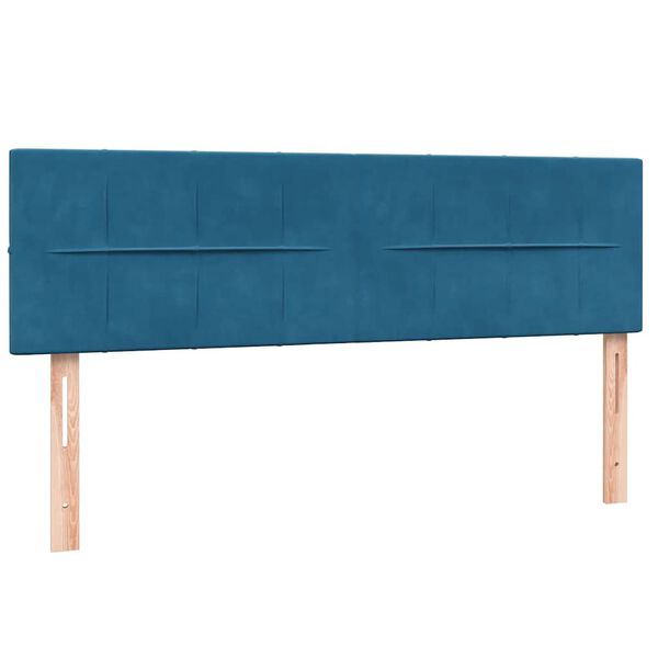 vidaXL Κρεβάτι Boxspring με Στρώμα Σκούρο Μπλε 140x210 εκ. Βελούδινο