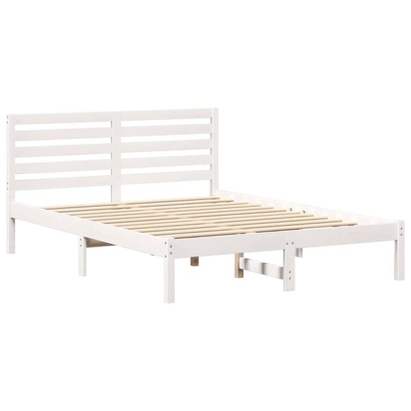 vidaXL Σκελετός Κρεβατιού Λευκό 140 x 190 cm Μασίφ ξύλο πεύκου