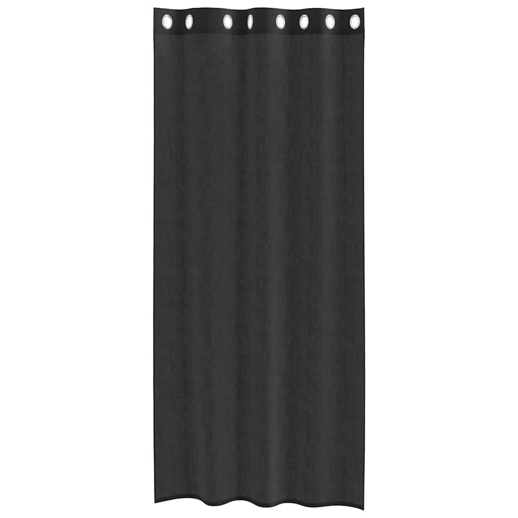 vidaXL Κουρτίνες Voile με ροδέλες 2 τεμάχια Μαύρο 140x225 εκ.