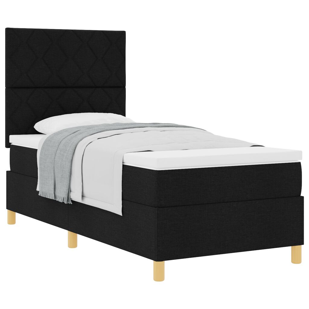 vidaXL Κρεβάτι Box Spring με στρώμα Μαύρο 100x200 εκ. Ύφασμα