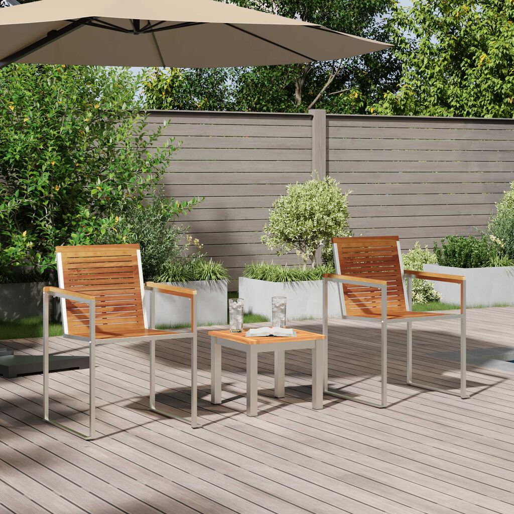 vidaXL Ξαπλώστρα 3-πρόσωπο 3 pcs Καφέ 200 x 60 x 88εκ Μασίφ ξύλο teak