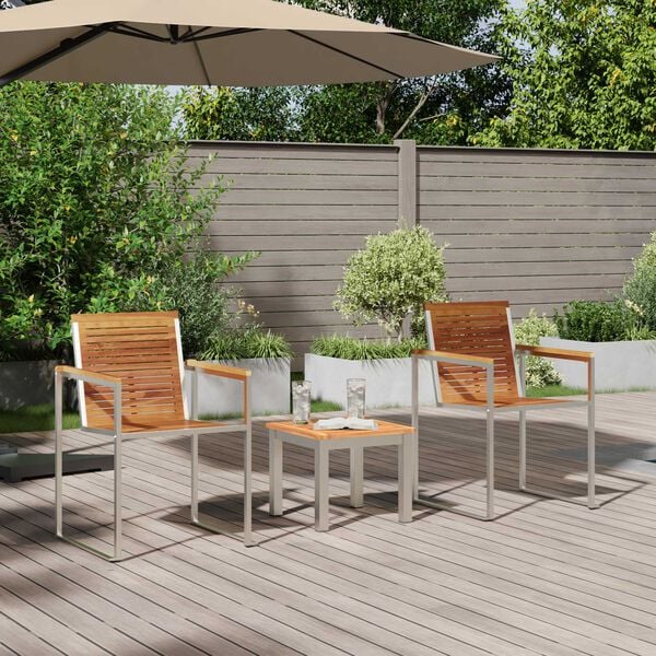vidaXL Ξαπλώστρα 3-πρόσωπο 3 pcs Καφέ 200 x 60 x 88εκ Μασίφ ξύλο teak