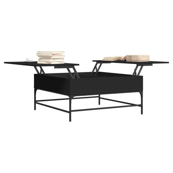 vidaXL Τραπεζάκι Σαλονιού Μαύρο 95x95x45εκ. Επεξεργασμένο Ξύλο+Μέταλλο
