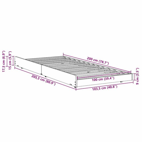 vidaXL Σκελετός Κρεβατιού Καφέ 100 x 200 cm Μασίφ ξύλο πεύκου