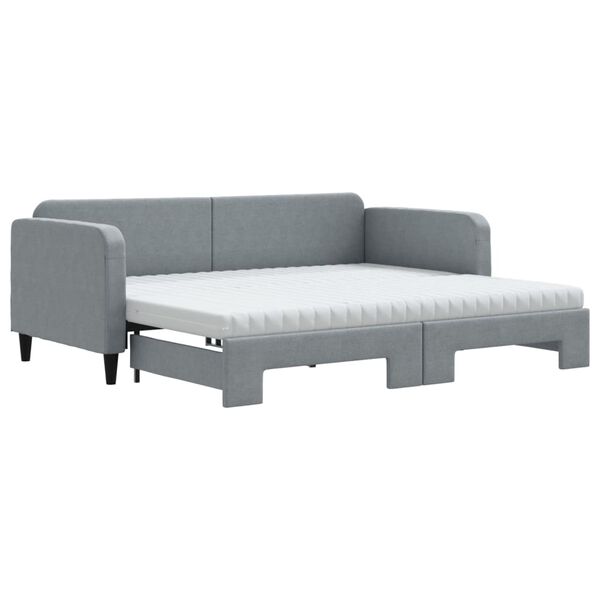 vidaXL Καναπές Κρεβάτι Συρόμενος Αν. Γκρι 90x190 εκ.Ύφασμα Στρώματα