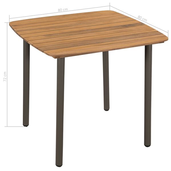 vidaXL Τραπέζι Κήπου 80 x 80 x 72 εκ. από Μασίφ Ξύλο Ακακίας