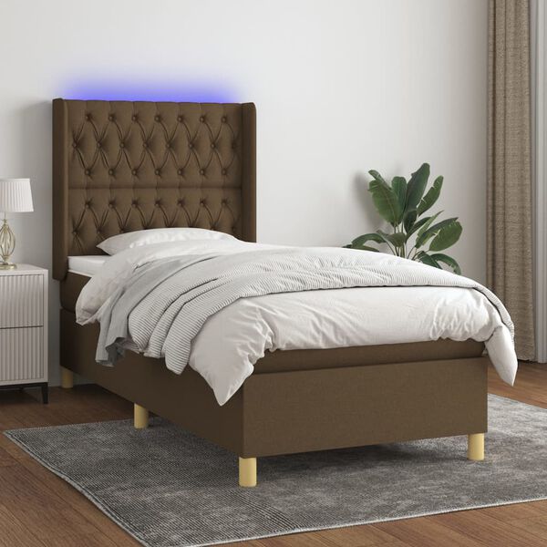 vidaXL &Kappa;&rho;&epsilon;&beta;ά&tau;&iota; Boxspring &mu;&epsilon; &Sigma;&tau;&rho;ώ&mu;&alpha; & LED &Sigma;&kappa;.&Kappa;&alpha;&phi;έ 100x200 &epsilon;&kappa; &Upsilon;&phi;&alpha;&sigma;&mu;ά&tau;&iota;&nu;&omicron;