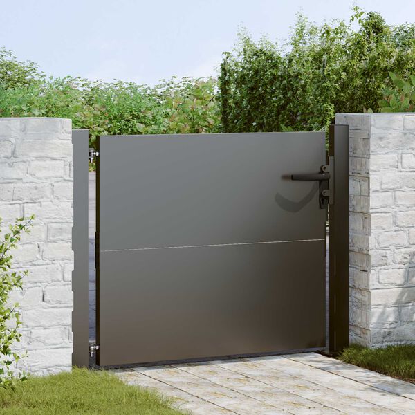 vidaXL Πύλη Κήπου Μαύρο 105 x 100 εκ Ατσάλι με Επικάλυψη Πούδρας