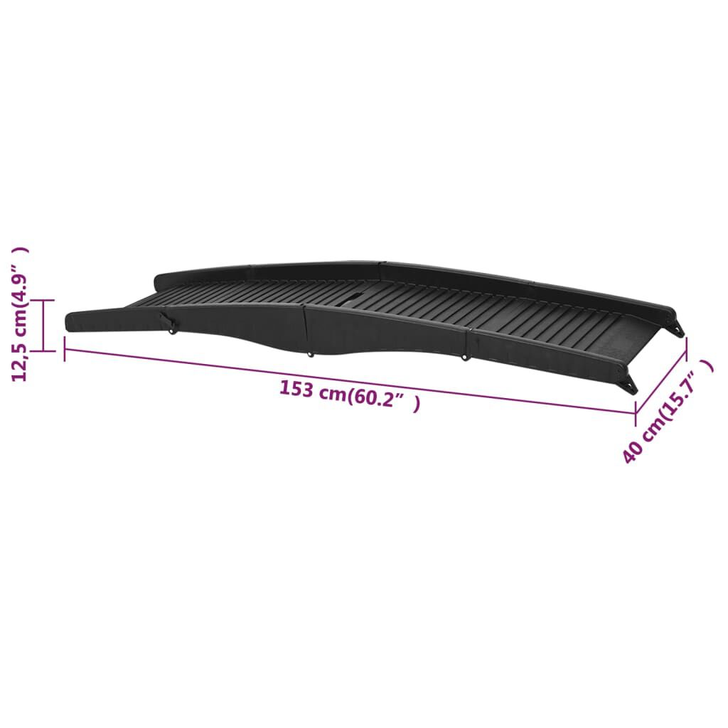 vidaXL Ράμπα Σκύλου Πτυσσόμενη Μαύρη 153 x 40 x 12,5 εκ. από Πλαστικό