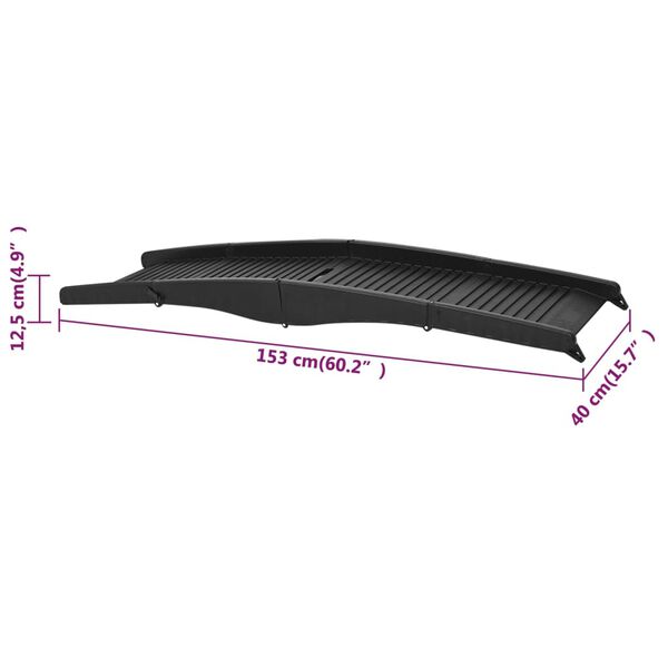 vidaXL Ράμπα Σκύλου Πτυσσόμενη Μαύρη 153 x 40 x 12,5 εκ. από Πλαστικό