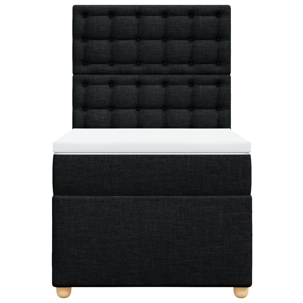 vidaXL Κρεβάτι Boxspring με Στρώμα Μαύρο 80 x 200 εκ. Υφασμάτινο