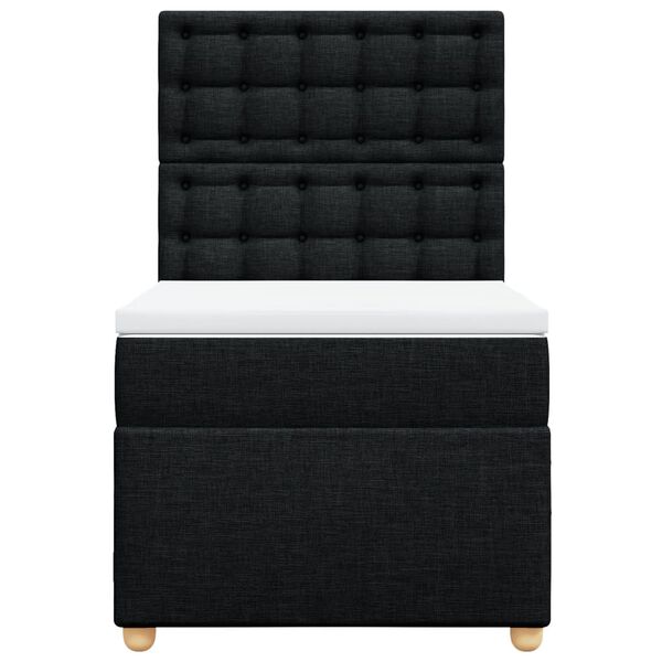 vidaXL Κρεβάτι Boxspring με Στρώμα Μαύρο 80 x 200 εκ. Υφασμάτινο
