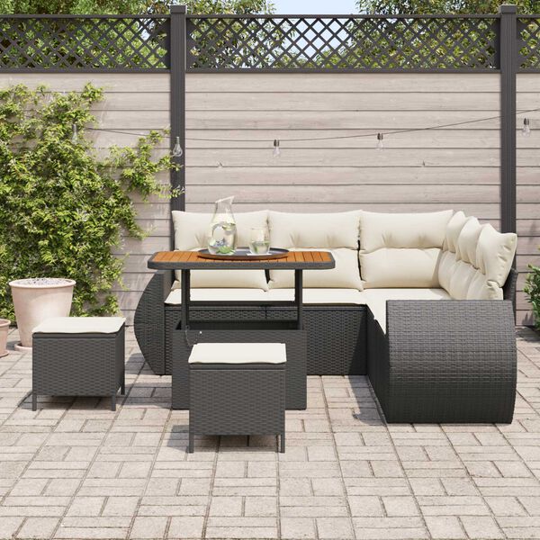 vidaXL Σετ Καναπέ Κήπου 8 pcs Μαύρο συνθετικό ρατάν