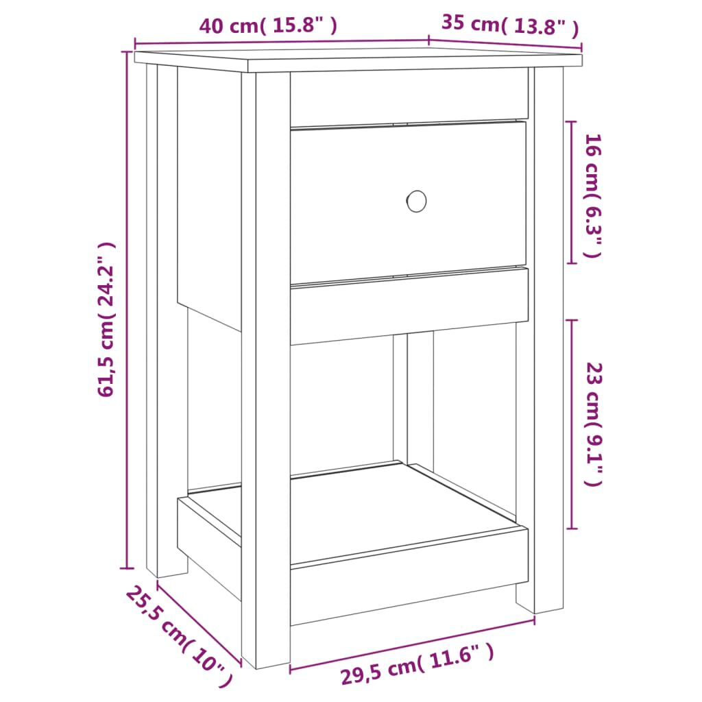 vidaXL Κομοδίνο 40 x 35 x 61,5 εκ. από Μασίφ Ξύλο Πεύκου