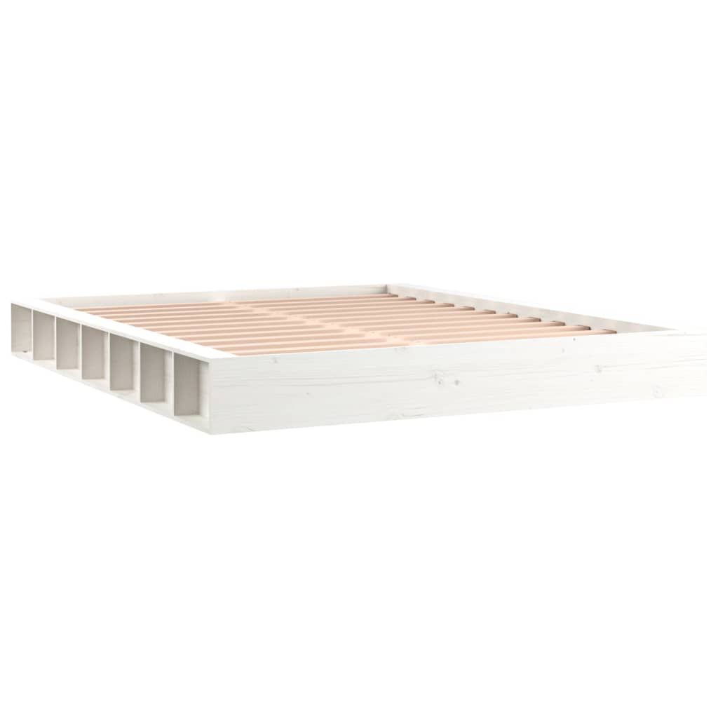 vidaXL Πλαίσιο Κρεβατιού Λευκό 150 x 200 εκ. Μασίφ Ξύλο King Size