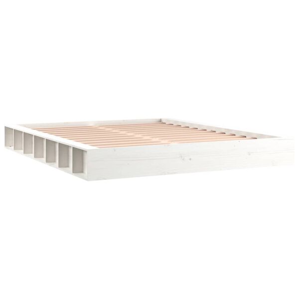 vidaXL Πλαίσιο Κρεβατιού Λευκό 150 x 200 εκ. Μασίφ Ξύλο King Size