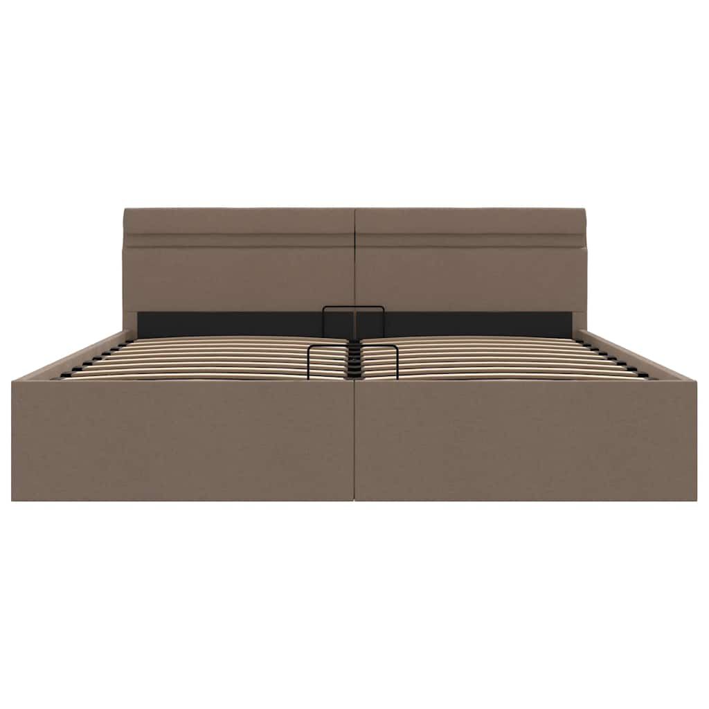 vidaXL Πλαίσιο Κρεβατιού με Αποθ. Χώρο/LED Taupe 160x200 εκ. Ύφασμα