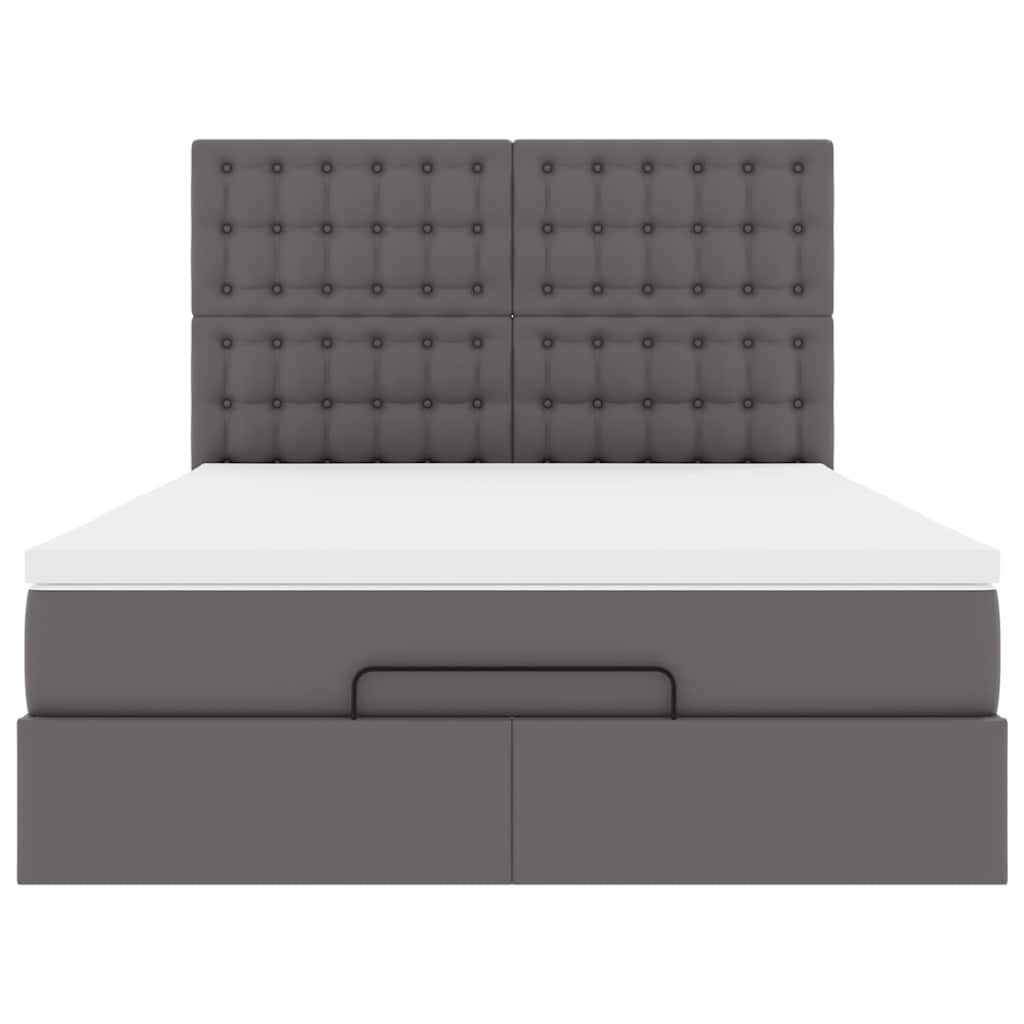 vidaXL Οθωμανικό κρεβάτι με στρώμα Γκρι 140x190cm Faux Leather