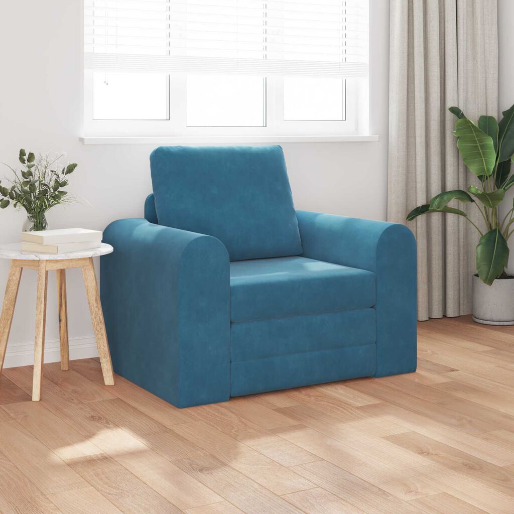 vidaXL Καναπές Κρεβάτι 2 σε 1 Μπλε 98x71x83 εκ. Βελούδο