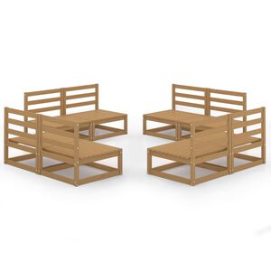 vidaXL Σαλόνι Κήπου Σετ 8 Τεμαχίων Καφέ Μελί από Μασίφ Ξύλο Πεύκου