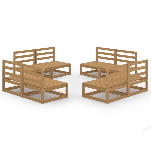 vidaXL Σαλόνι Κήπου Σετ 8 Τεμαχίων Καφέ Μελί από Μασίφ Ξύλο Πεύκου