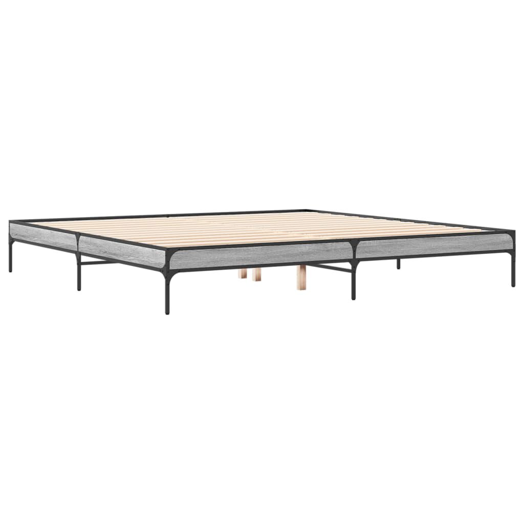 vidaXL Πλαίσιο Κρεβατιού Γκρι Sonoma 180x200 εκ. Επεξ. Ξύλο & Μέταλλο