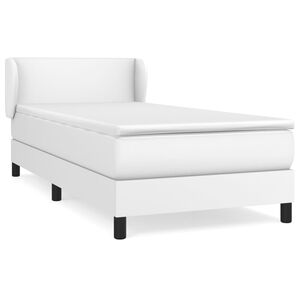 vidaXL Κρεβάτι Boxspring με Στρώμα Λευκό 100x200εκ.από Συνθετικό Δέρμα