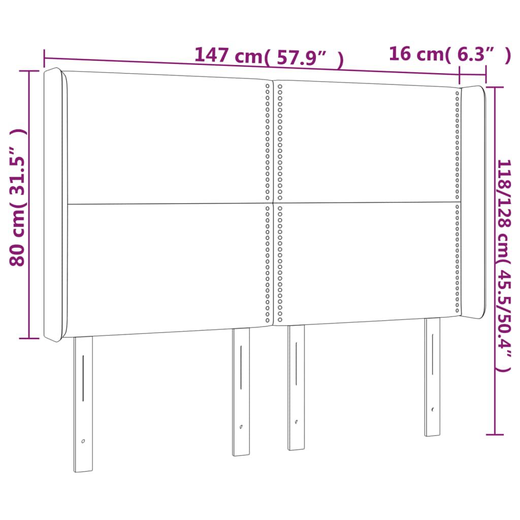 vidaXL Κεφαλάρι Κρεβατιού LED Καπουτσίνο 147x16x118/128 εκ