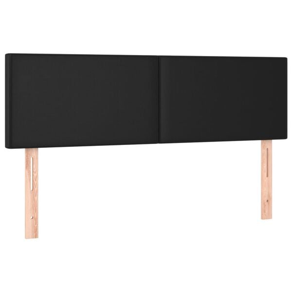vidaXL Κρεβάτι Boxspring με Στρώμα Μαύρο 140x190εκ.από Συνθετικό Δέρμα