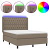 vidaXL &Kappa;&rho;&epsilon;&beta;ά&tau;&iota; Boxspring &mu;&epsilon; &Sigma;&tau;&rho;ώ&mu;&alpha; & LED Taupe 140x200 &epsilon;&kappa;. &Upsilon;&phi;&alpha;&sigma;&mu;ά&tau;&iota;&nu;&omicron;