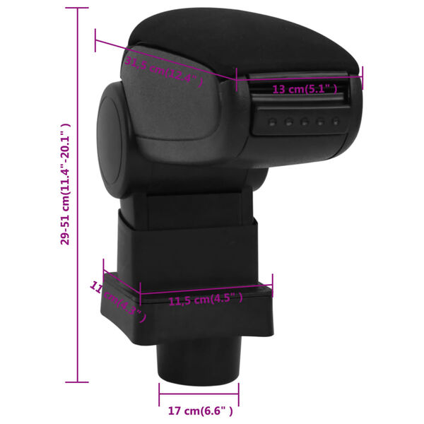 vidaXL Τεμπέλης Αυτοκινήτου Μαύρος 13 x 31,5 x (29-51) εκ. από ABS