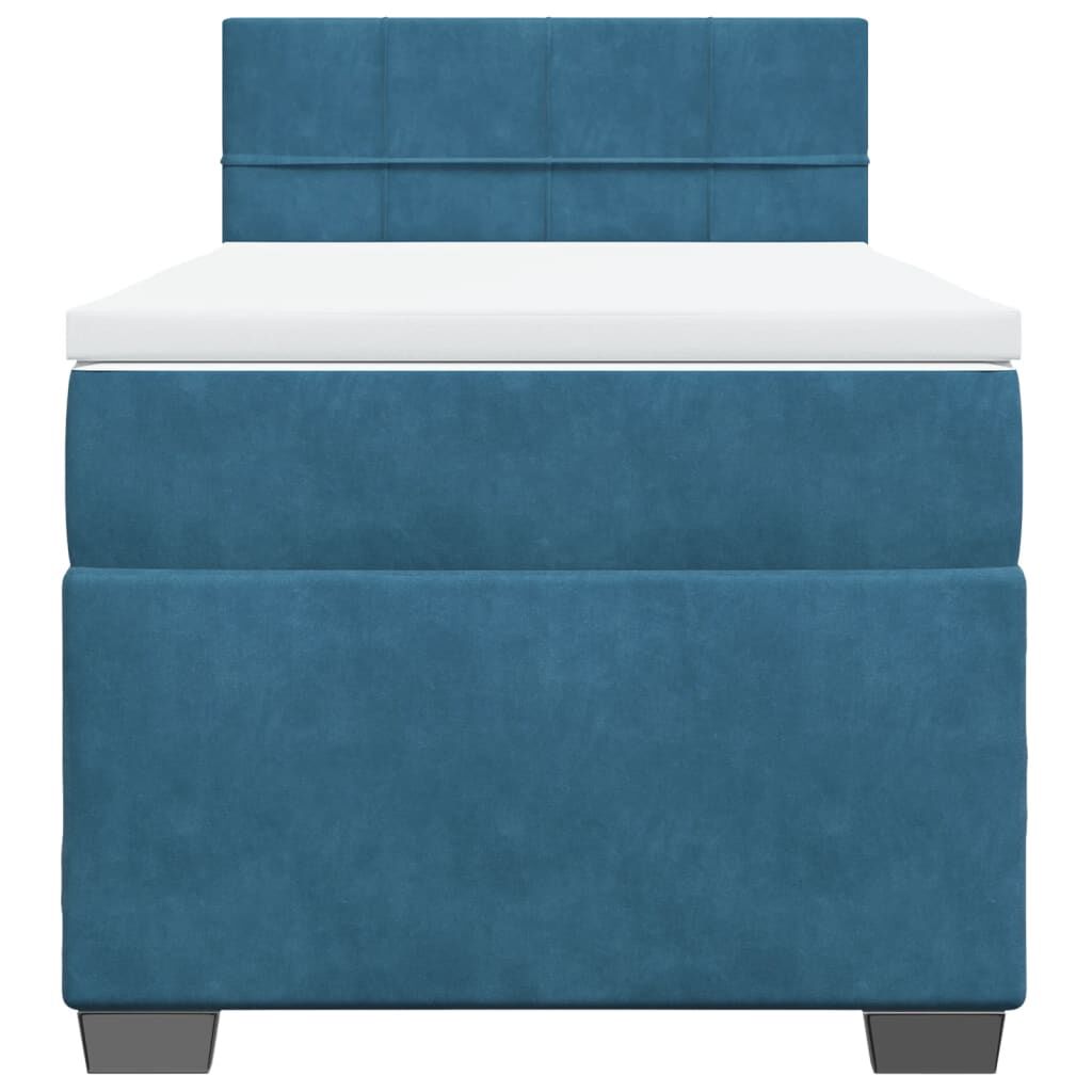 vidaXL Κρεβάτι Boxspring με Στρώμα Μπλε 90x190 εκ. Βελούδινο
