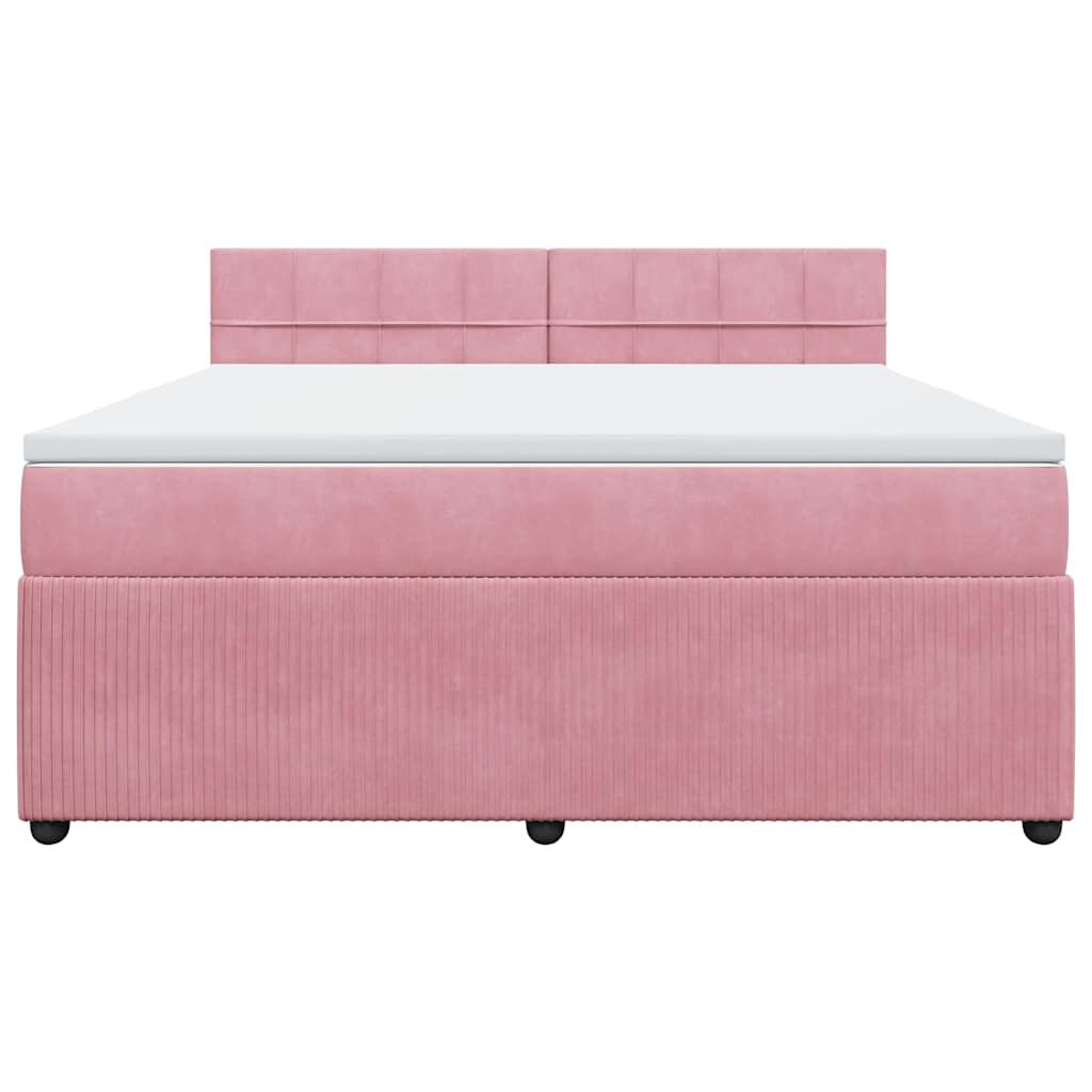 vidaXL Κρεβάτι Boxspring με Στρώμα Ροζ 180x200 εκ. Βελούδινο
