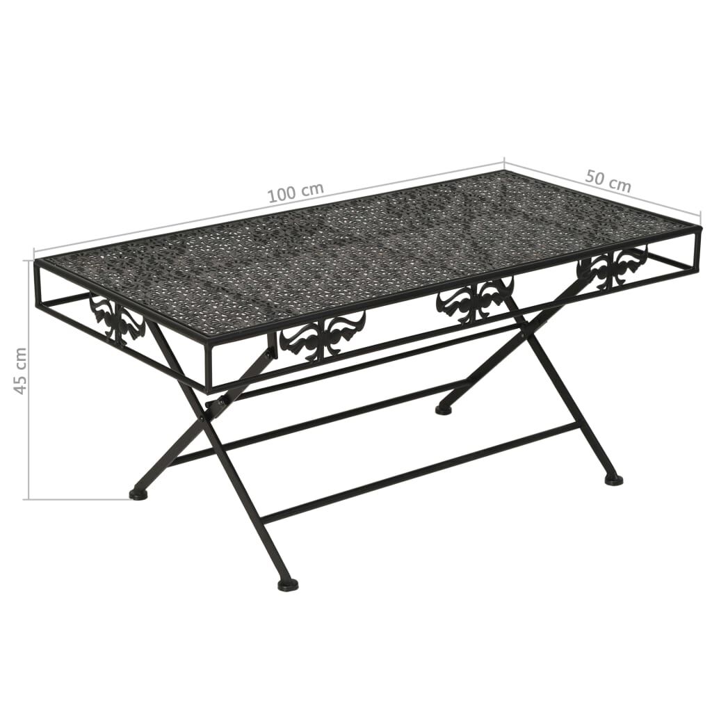 vidaXL Τραπέζι Σαλονιού Πτυσσόμενο Vintage Μαύρο 100x50x45 εκ. Μέταλλο