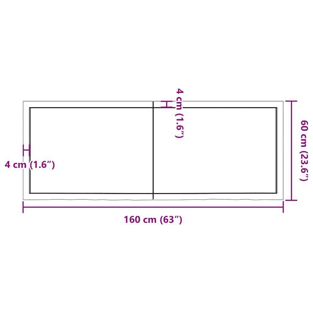 vidaXL Επιφ Τραπεζιού Αν Καφέ 160x60x(2-4)εκ. Επεξ. Μασίφ Ξύλο Δρυός