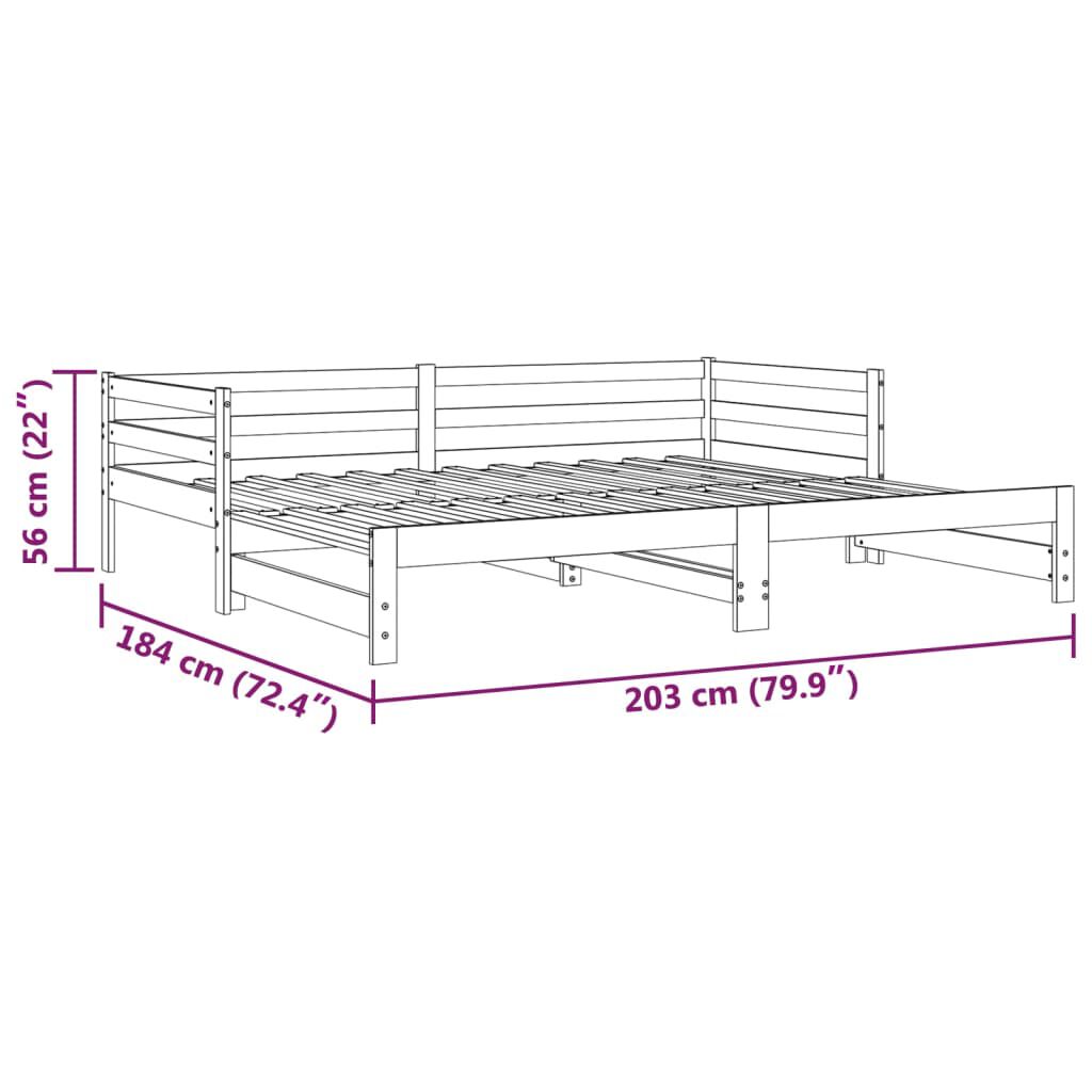 vidaXL Καναπές Κρεβάτι Καφέ Μελί 2 x (90 x 200) εκ. Μασίφ Ξύλο Πεύκου