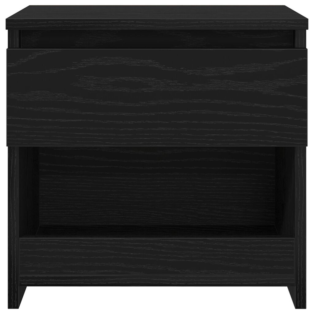 vidaXL Μαύρο Κομοδίνο από Δρυς 40x30x39 εκ. από Επεξεργασμένο Ξύλο